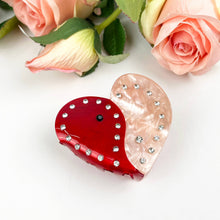 Load image into Gallery viewer, Acetate Love Heart Hair Clip Diamond-encrusted Clip: Red-slip-8CM