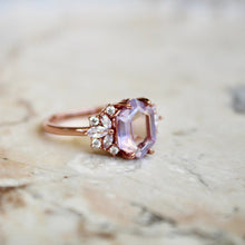 Load image into Gallery viewer, Lavender Quartz Hexagon Floral Ring- Rose Gold Vermeil: 6