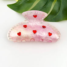 Load image into Gallery viewer, Half-Moon Rhinestone Hair Claw , Valentine's Day Hair Clip: White