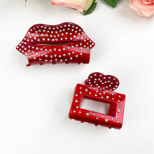 Load image into Gallery viewer, Acetate Love Heart Hair Clip Diamond-encrusted Clip: Red-slip-8CM
