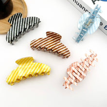 Load image into Gallery viewer, Classic Striped Oval Hair Claw Clip: Blue