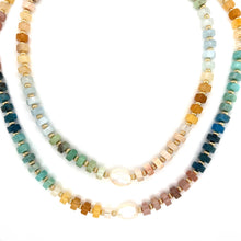Load image into Gallery viewer, Candy Rainbow Gemstone Beaded Necklace with Pearl Accent: Bold