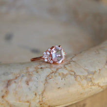 Load image into Gallery viewer, Lavender Quartz Hexagon Floral Ring- Rose Gold Vermeil: 6