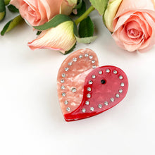 Load image into Gallery viewer, Acetate Love Heart Hair Clip Diamond-encrusted Clip: Red-slip-8CM