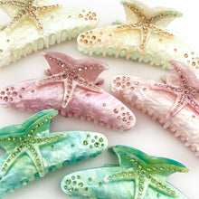 Load image into Gallery viewer, 4.61'' Rhinestone Starfish Hair Claw Clip, Acetate Hair Clip: Orange Cyan