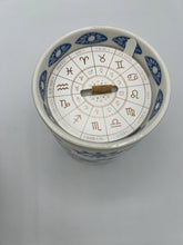 Load image into Gallery viewer, Beautiful Gold, Blue & White Ceramic "Evil Eye" Candle : Lavender & Sage
