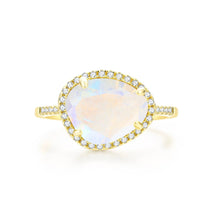 Load image into Gallery viewer, Halo Moonstone Ring: 7 / Silver