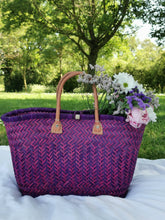 Load image into Gallery viewer, Colorful straw tote basket, beach bag