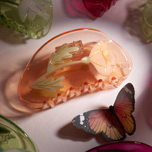 Load image into Gallery viewer, California Poppy Wildflower Hair Claw in Clear Acetate