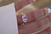 Load image into Gallery viewer, Lavender Quartz Hexagon Floral Ring- Rose Gold Vermeil: 6