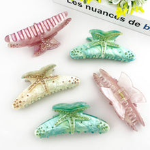 Load image into Gallery viewer, 4.61'' Rhinestone Starfish Hair Claw Clip, Acetate Hair Clip: Orange Cyan