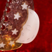 Load image into Gallery viewer, Silver Sparkle Acetate Moon and Stars Astrology Hair Claw