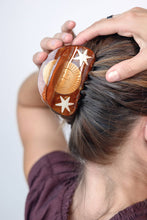Load image into Gallery viewer, Hemera Golden Astrology Sun and Stars Shimmer Hair Claw