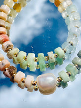 Load image into Gallery viewer, Candy Rainbow Gemstone Beaded Necklace with Pearl Accent: Bold