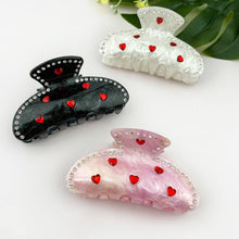 Load image into Gallery viewer, Half-Moon Rhinestone Hair Claw , Valentine's Day Hair Clip: White