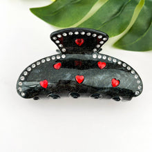 Load image into Gallery viewer, Half-Moon Rhinestone Hair Claw , Valentine's Day Hair Clip: White