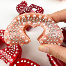 Load image into Gallery viewer, Acetate Love Heart Hair Clip Diamond-encrusted Clip: Red-slip-8CM