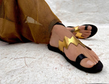 Load image into Gallery viewer, Handmade Leather Sandal : Aristea Gold Pattern: 40 / Sample Design Colors