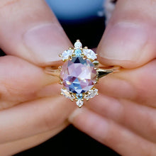 Load image into Gallery viewer, Dusty Blue Rose Cut Floral Ring: 7
