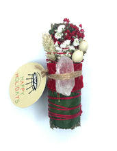 Load image into Gallery viewer, (PRE-ORDER) - ‘HAPPY HOLIDAYS&#39; WAND (CEDAR + CLEAR QUARTZ)
