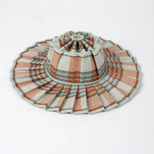 Load image into Gallery viewer, Ruffle Check Straw Hat Wide Brim Plaid Sun Hat: MRed / M
