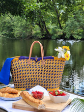 Load image into Gallery viewer, Colorful straw tote basket, beach bag
