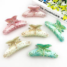 Load image into Gallery viewer, 4.61'' Rhinestone Starfish Hair Claw Clip, Acetate Hair Clip: Orange Cyan

