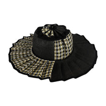 Load image into Gallery viewer, Ruffle Check Straw Hat Wide Brim Plaid Sun Hat: TGGrass / M
