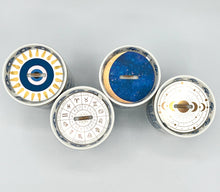 Load image into Gallery viewer, Beautiful Gold, Blue &amp; White Ceramic "Evil Eye" Candle : Lavender &amp; Sage
