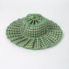 Load image into Gallery viewer, Ruffle Check Straw Hat Wide Brim Plaid Sun Hat: TGBeige / M

