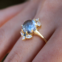 Load image into Gallery viewer, Dusty Blue Rose Cut Floral Ring: 7
