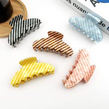 Load image into Gallery viewer, Classic Striped Oval Hair Claw Clip: Blue
