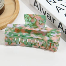 Load image into Gallery viewer, Vintage Oversized Square Acetate Claw Clip, Eco-Friendly: Patterned-green
