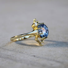 Load image into Gallery viewer, Dusty Blue Rose Cut Floral Ring: 7
