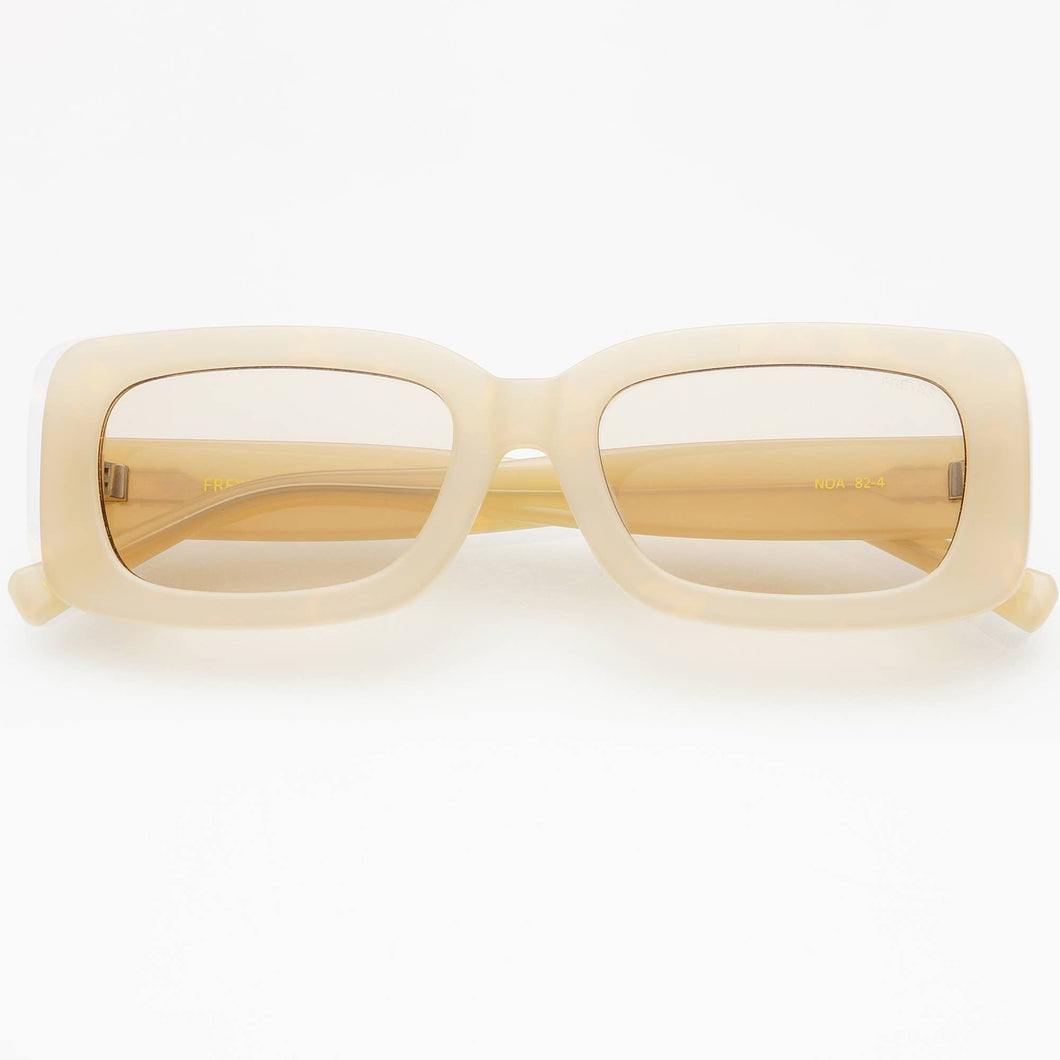 Noa Acetate Unisex Rectangular Sunglasses: Tan