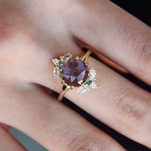 Load image into Gallery viewer, Dusty Blue Rose Cut Floral Ring: 7
