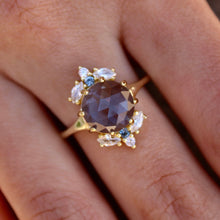 Load image into Gallery viewer, Dusty Blue Rose Cut Floral Ring: 7
