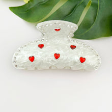 Load image into Gallery viewer, Half-Moon Rhinestone Hair Claw , Valentine's Day Hair Clip: White
