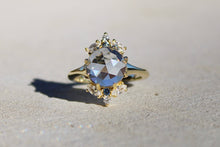 Load image into Gallery viewer, Dusty Blue Rose Cut Floral Ring: 7
