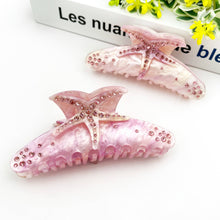 Load image into Gallery viewer, 4.61'' Rhinestone Starfish Hair Claw Clip, Acetate Hair Clip: Orange Cyan
