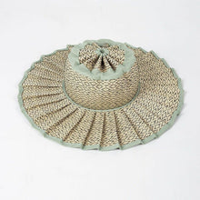Load image into Gallery viewer, Ruffle Check Straw Hat Wide Brim Plaid Sun Hat: TGBeige / M

