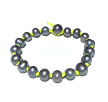 Load image into Gallery viewer, Beach Daze Bracelets: Grey Pearl/ Neon Yellow
