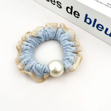 Load image into Gallery viewer, Sweet Pearl Sky Blue Hair Tie, Elegant Ponytail Holder: A
