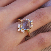 Load image into Gallery viewer, Dusty Blue Rose Cut Floral Ring: 7

