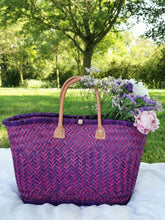 Load image into Gallery viewer, Colorful straw tote basket, beach bag
