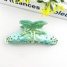 Load image into Gallery viewer, 4.61'' Rhinestone Starfish Hair Claw Clip, Acetate Hair Clip: Orange Cyan
