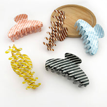 Load image into Gallery viewer, Classic Striped Oval Hair Claw Clip: Pink
