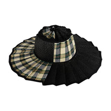Load image into Gallery viewer, Ruffle Check Straw Hat Wide Brim Plaid Sun Hat: MRed / M
