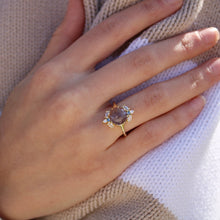 Load image into Gallery viewer, Dusty Blue Rose Cut Floral Ring: 7
