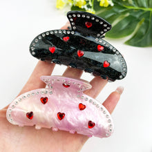 Load image into Gallery viewer, Half-Moon Rhinestone Hair Claw , Valentine's Day Hair Clip: White

